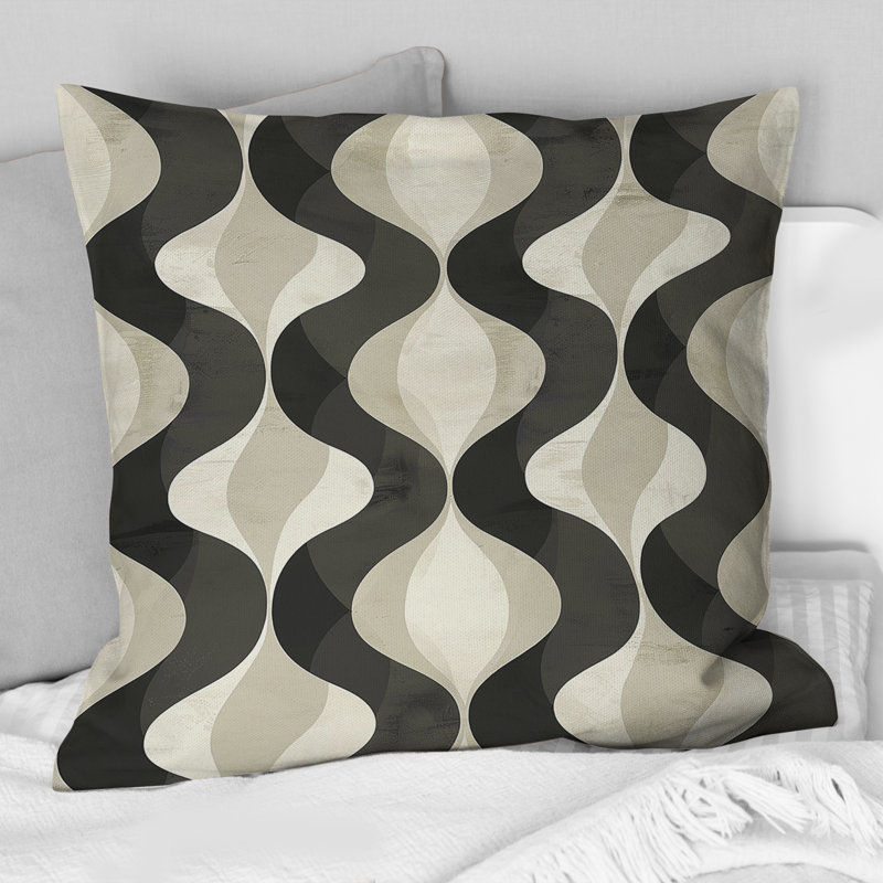 Coussin Black Retro Wave - Mid-Century, H 16 po x l 16 po