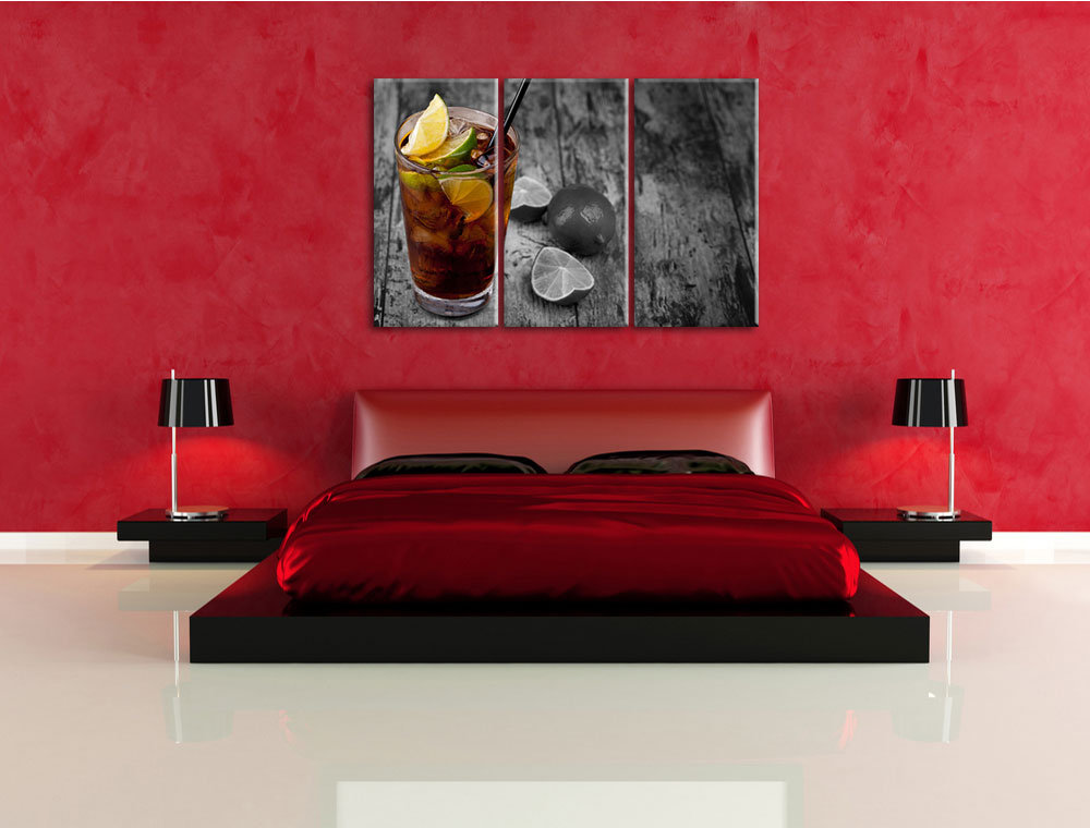 3-tlg. Leinwandbilder-Set „Cuba Libre mit vielen Limetten“, Fotodruck