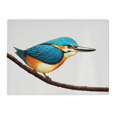 Dreamy Kingfisher Bird  Glass Chopping Board