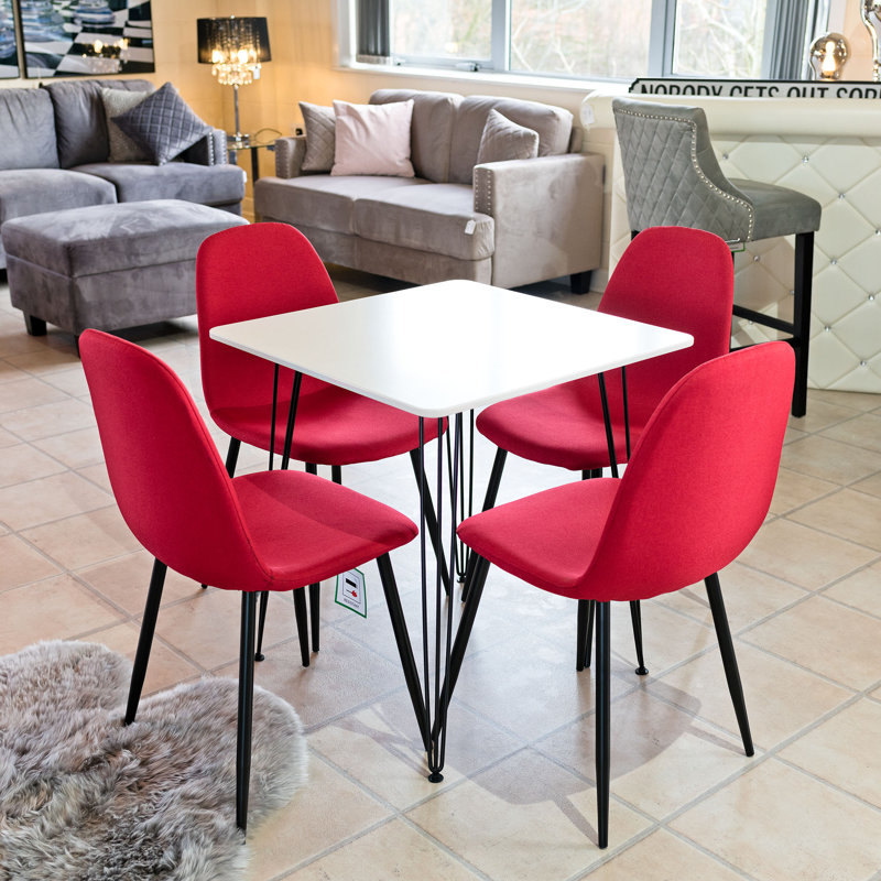 Berrier 4 - Person Dining Set, Red, White