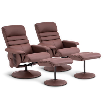 Livnat 2 Set Recliner with Ottoman, Reclining Chair with Massage, 360 Swivel Chairs, Faux Leather by Corrigan Studio
