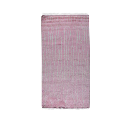 Modern & Stylish Classic Hand Knotted Moroccan Wool Striped Indoor Pink Colour Area Rug