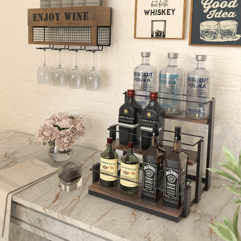 Wine Bottle Rack, Black/Brown