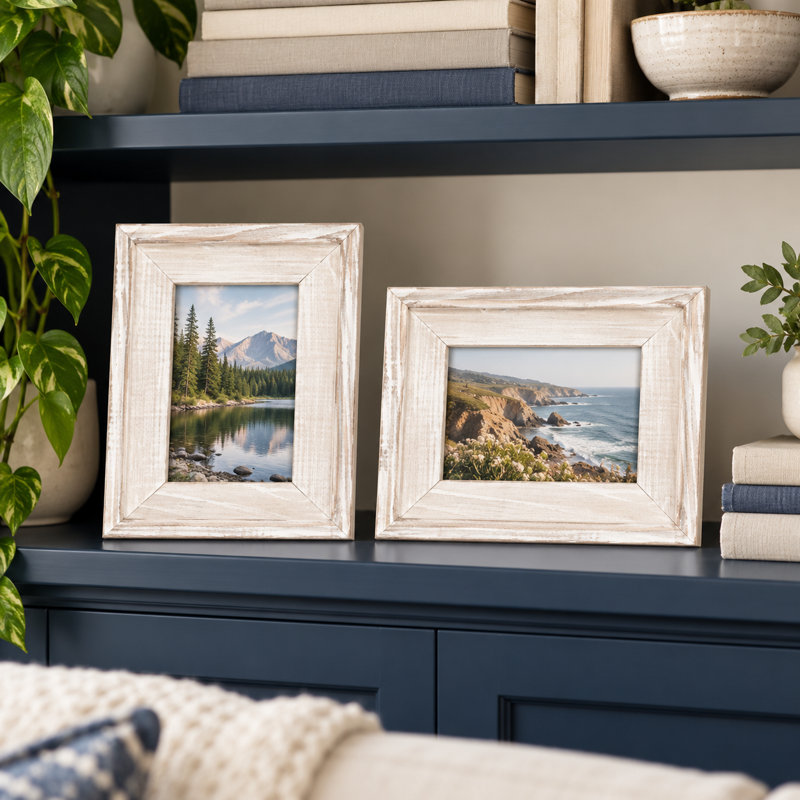 Cadre photo rustique en bois de 17,5 cm (6,9 po), convient aux photos de 10 x 15 cm (4 x 6 po), à accrocher au mur ou à poser sur une table - Paquet de 2