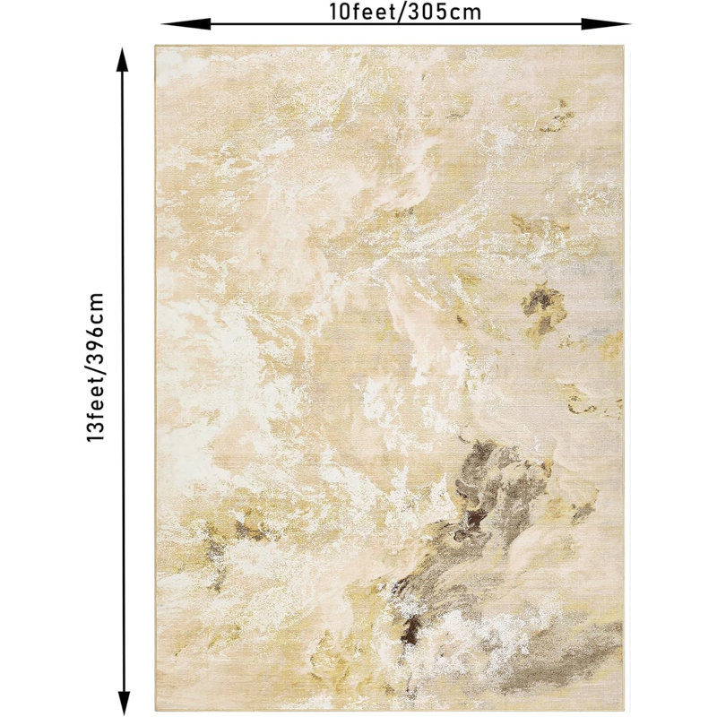 Machine Washable Non-Slip Rubberback Runner Modern Abstract Geometric Print Carpet Traditional Area Rug for HallwayBedroomLiving RoomGold