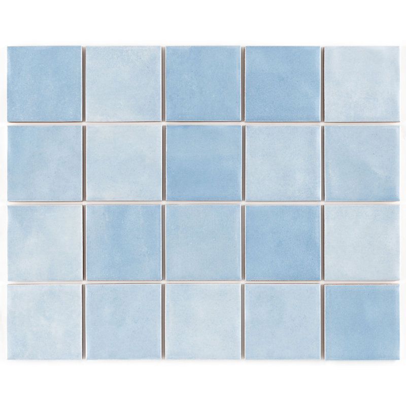 Aura 3" X 3" Ceramic Mosaic Wall Tile, Light Blue