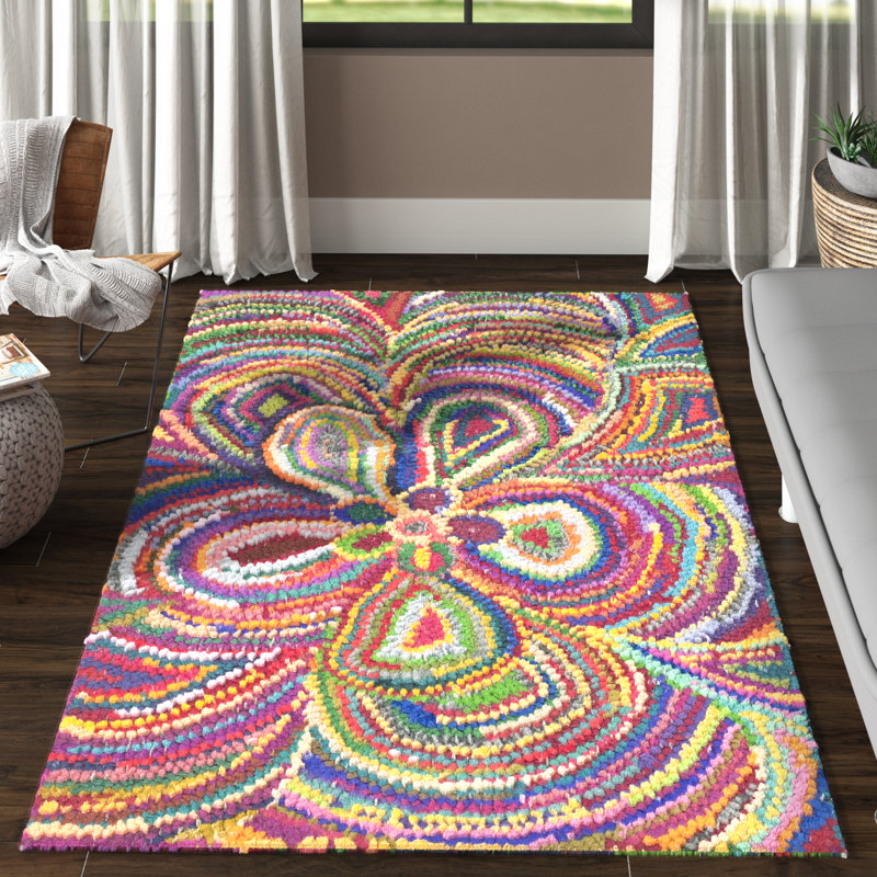 Anaheim Hand Tufted Cotton Floral Rug, Rectangle 4' x 6'