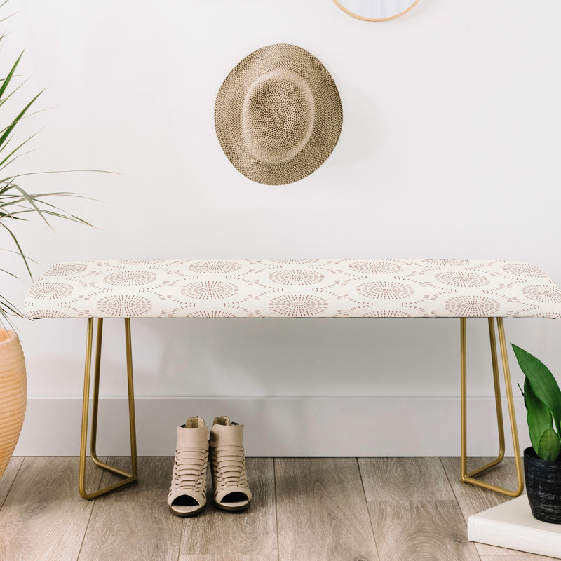 Rudd Upholstered Bench, Beige/Floral