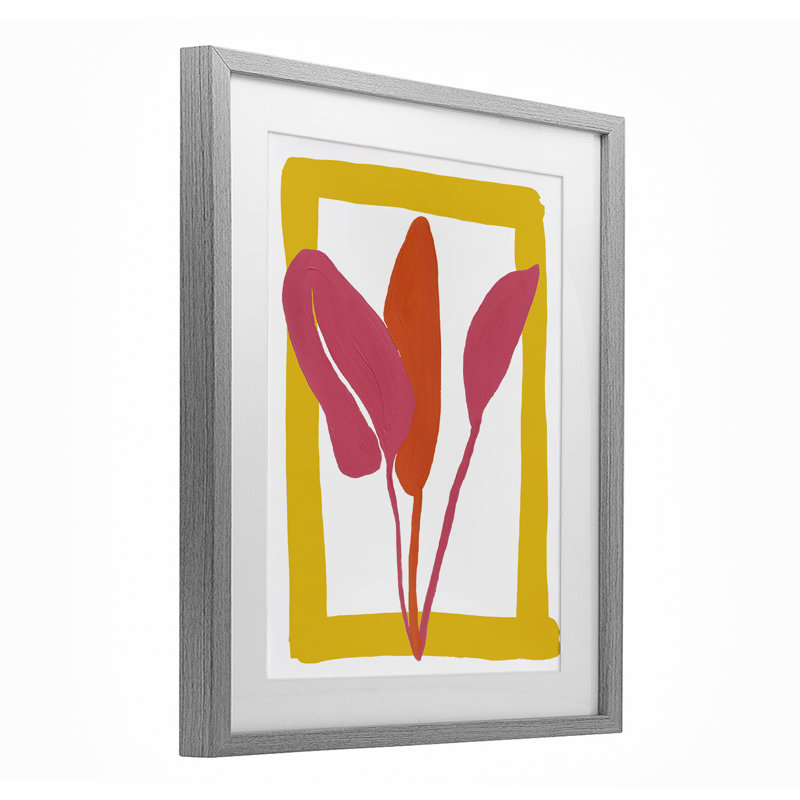 New Oasis Warm Leaves, reproduction encadrée sous verre, conception de Bronwyn Baker, Cadre de ferme gris, H 16 po x l 13 po