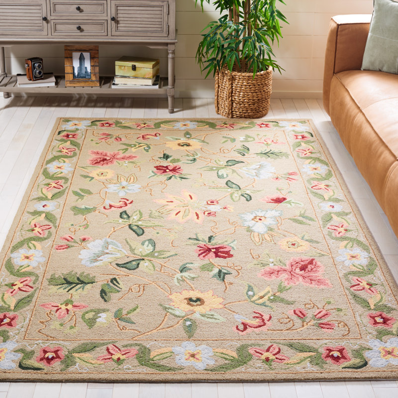 Chelsea Hand Hooked Wool Floral Rug, Rectangle 6' x 9'