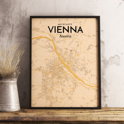 Vienna City Map - No Frame Print