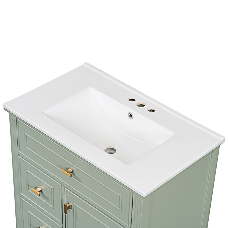 Meuble-lavabo de salle de bain avec lavabo, Vert