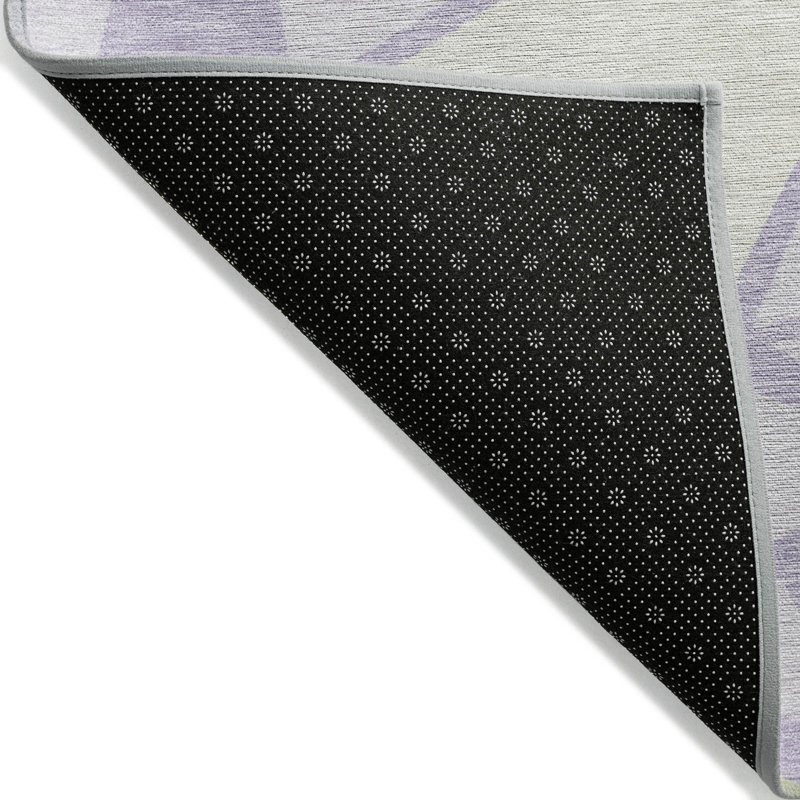 Lavender Geometric Washable Synthetic Rectangular Rug