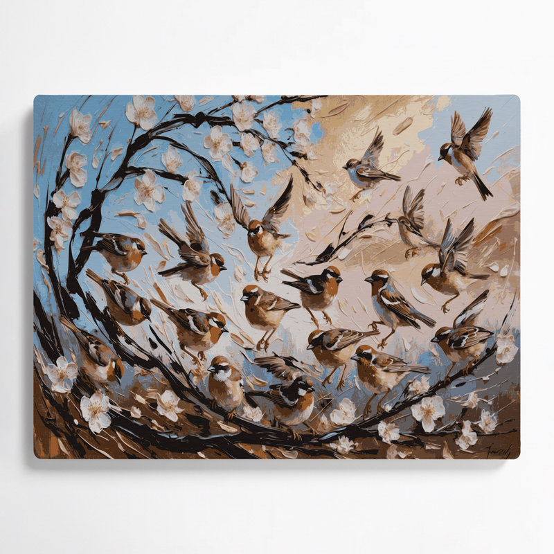 Oiseau, chant, moineau gris, art mural en métal, H 20 po x l 24 po