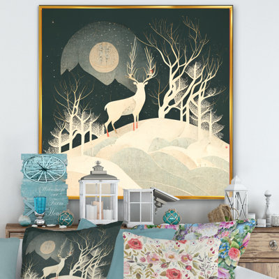 «Majestic Deer In The Winter Woods II», art animalier sur toile