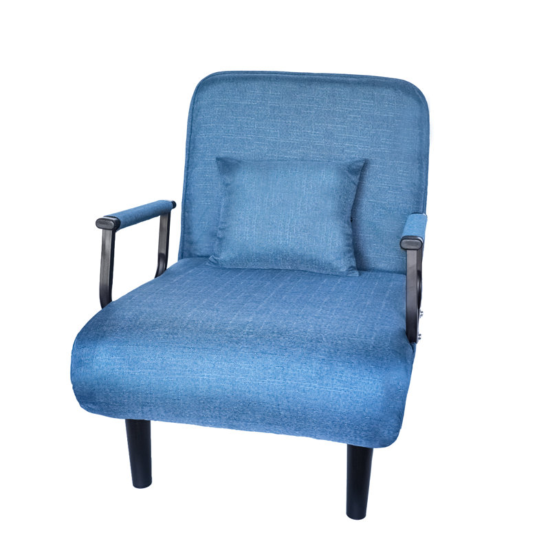 Chaise de lit convertible - tissu bleu, métal, confortable pour se reposer et dormir dans un dortoir, rembourrage en tissu réglable, idéal pour les petits espaces de vie