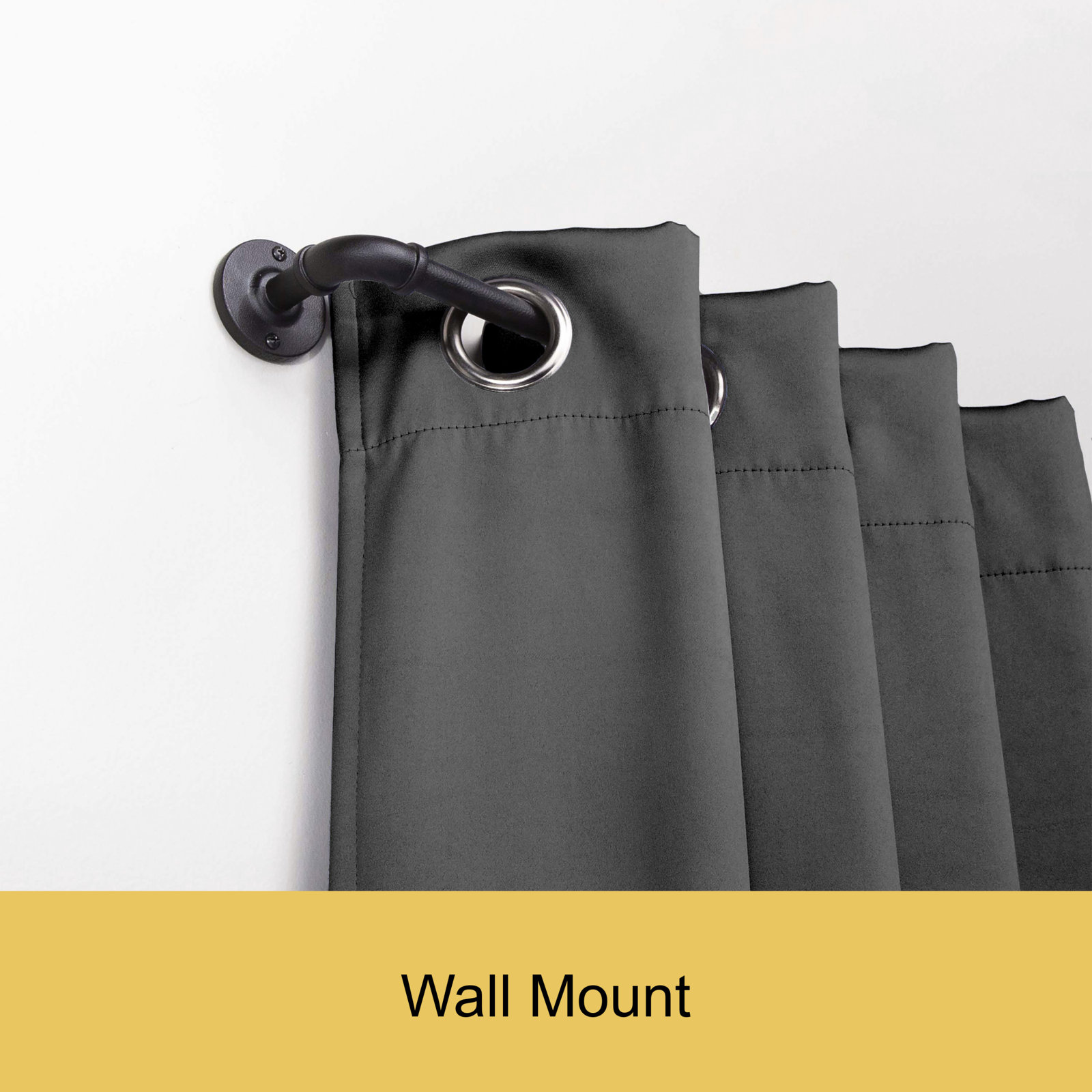 Kincaid Adjustable 0.63" Single Curtain Rod, 28" - 48", Black