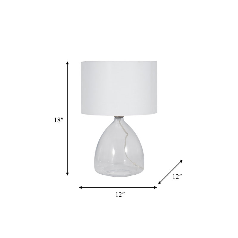 Modern Neutral 18"H Glass Solid Color Geometric Table Lamp, Set Of 2 - 12" x 12" x 18", Clear/frost