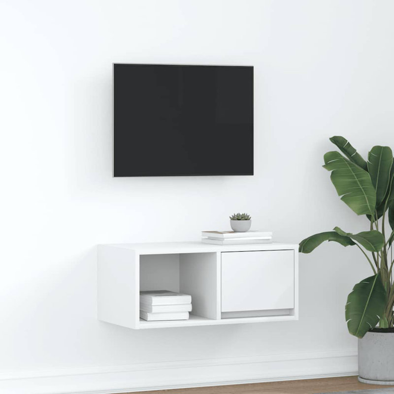 TV Cabinet 80X31x25.5 Cm Engineered Wood, 60 cm, White