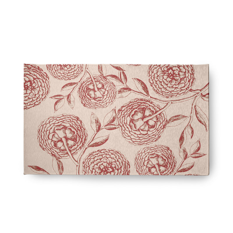 Tapis intérieur / extérieur rouge / beige tissé à la machine Kaiwen