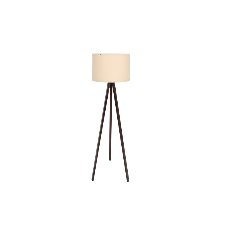 Scandinavian Floor Lamp, Cream & Walnut, 57.1 in Tall, 15.7 in Diameter Shade | MDF Body, Polypropylene Cap, Max 200 cm Cable | E27 Socket, 40W Max | Stylish Home Lighting for Modern Living Spaces, CE Certified