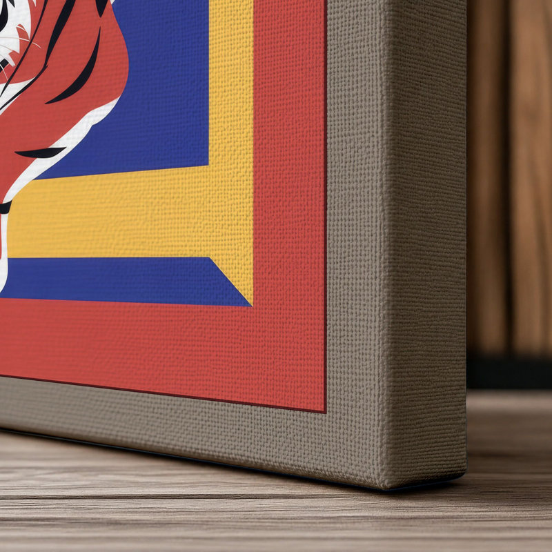 Tiger Geometric - Wrapped Canvas, 30x20 - 76.2 x 50.8 cm, Taupe Border