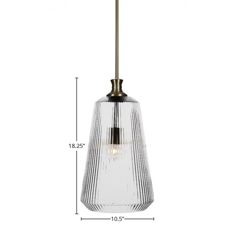 Luminaire suspendu à tige avec verre 11 po Carina, Clair, Laiton New Age