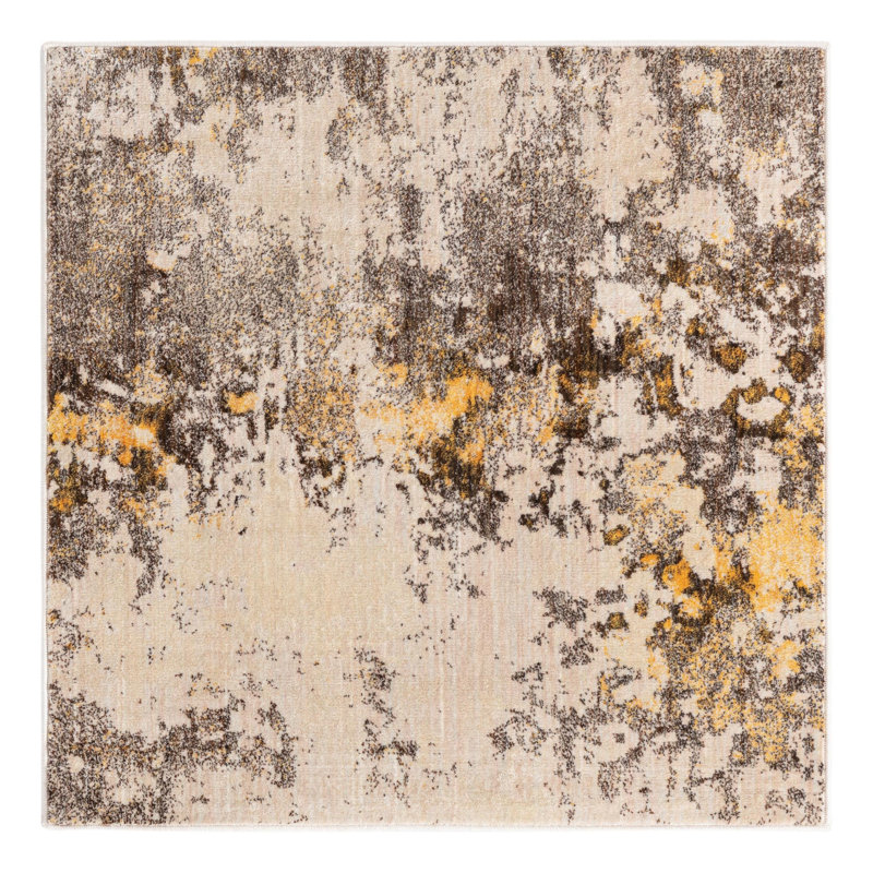 Tapis beige à motif abstrait Frodsham, Carré 4 pi