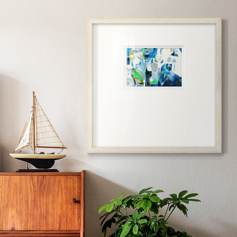 " Down The Rapids ", 17" H x 17" W x 1.25" D, White Closed Corner Framed Paper