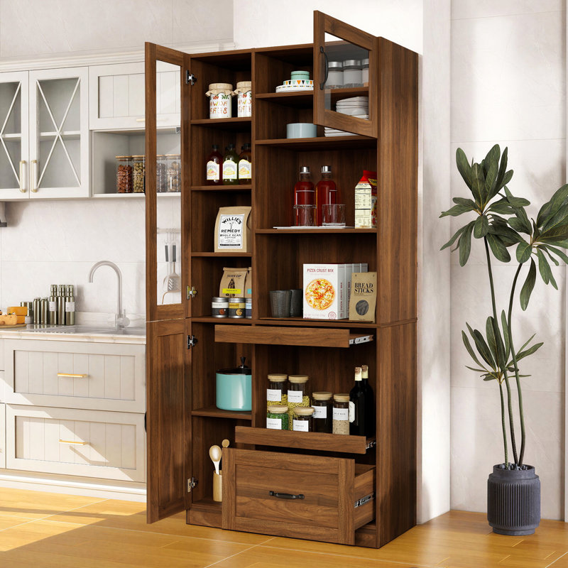 Farmhouse Kitchen Hutch with Microwave Stand & Storage