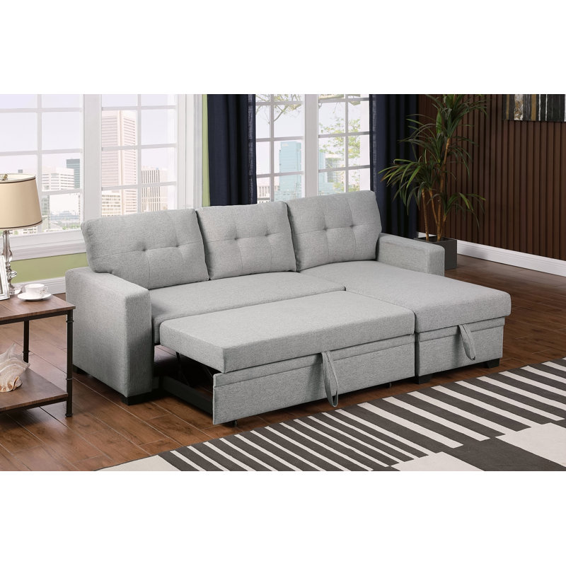 Canapé modulaire rembourré avec méridienne, Gris clair