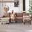 Upholstered U Shape Corduroy Sectional Couch With Movable Ottoman-575609466