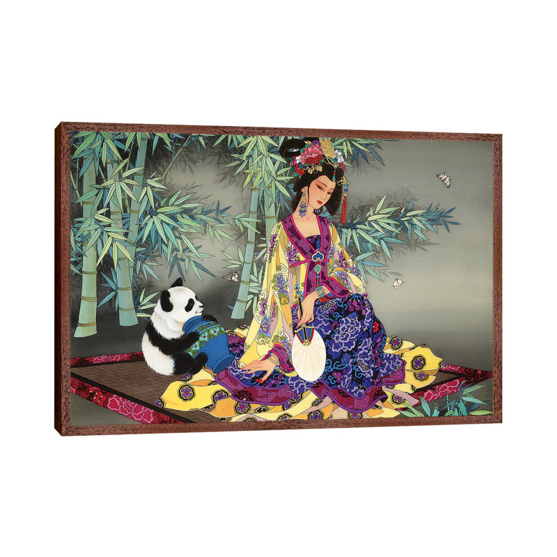 Secrets Of The Bamboo Forest - Painting on Canvas, 66.04 cm H x 45.72 cm W, Classic Brown Wood Framed