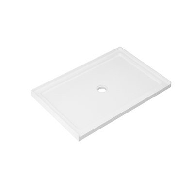 48"L x 32"W Acrylic Shower Base Pan Rectangular Single Threshold Shower Base with Center Drain