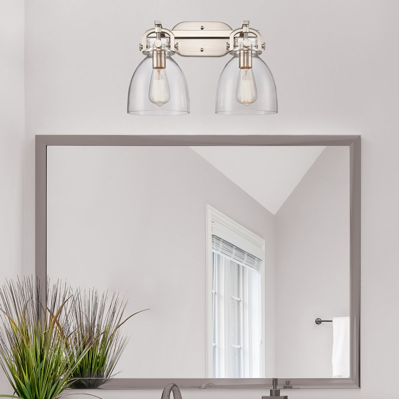 Éclairage pour meuble-lavabo mural 2 lumières 7 po Badillo, Transparent, Nickel satiné
