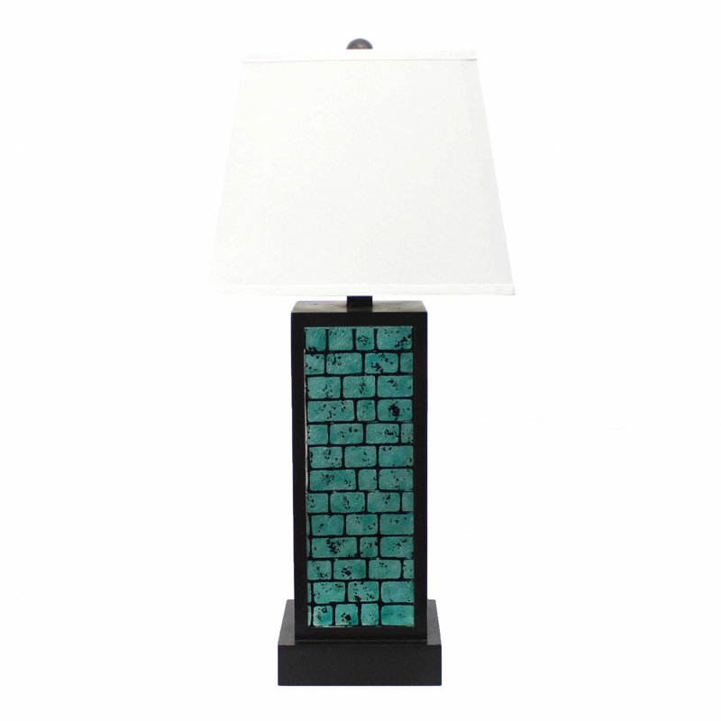 Lampe de table 30,75 po Annaline, Bleu sarcelle, Blanc