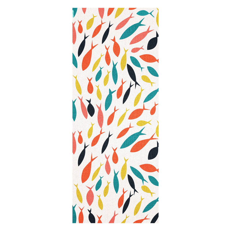 Tapis rectangulaire en polypropylène tissé à plat à la machine en blanc / bleu / rouge, Rectangle 4 pi 11 po x 7 pi 7 po