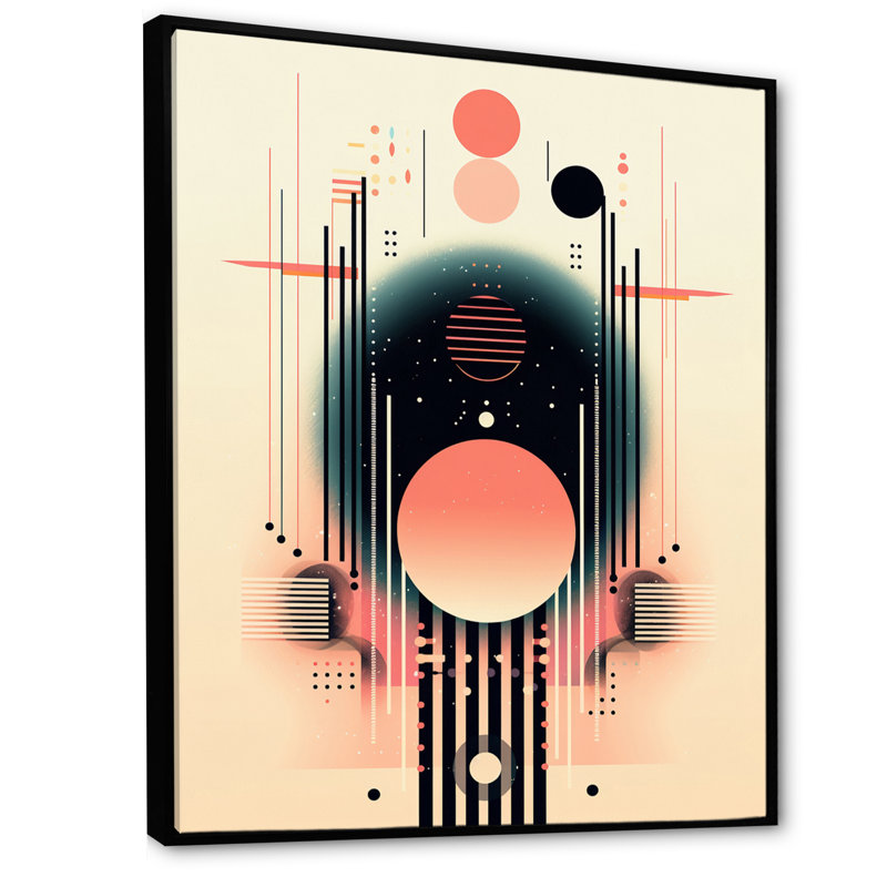 «Glorious Elegance Art Nouveau Abstract Geometric», reproduction d'art sur toile géométrique moderne, Cadre flottant noir