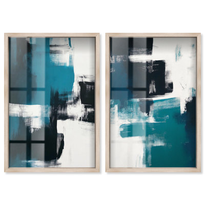 Ensemble de décorations murales « Teal Dynamics Shadowbox » de Art Remedy, cadre noir, 10 x 15