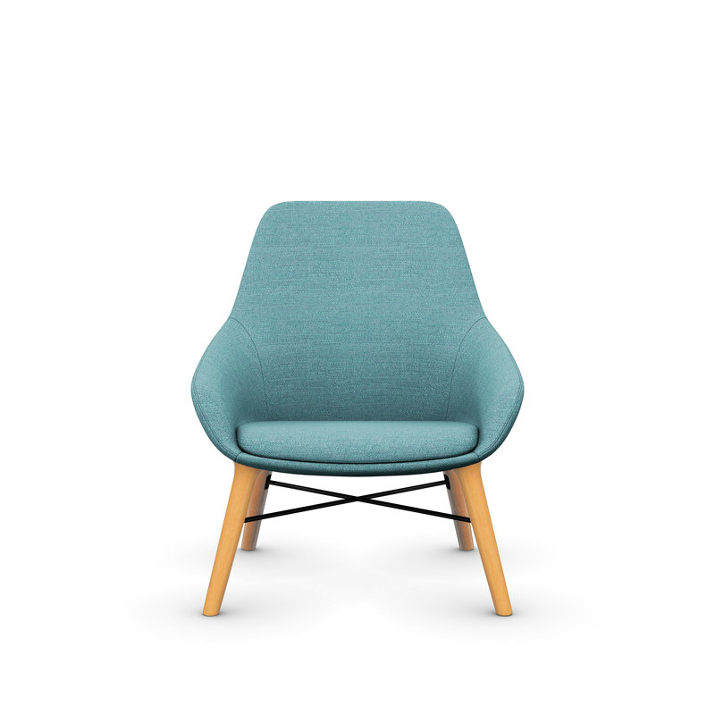 Fauteuil rembourré Lilly de 9 à 5 places Lilly, Mélange de polyester bleu rembourré, Érable