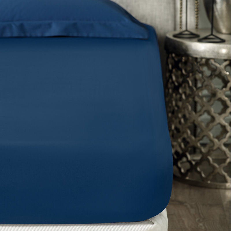 Royal Sateen Fitted Sheet, Navy, Queen Fitted Sheet