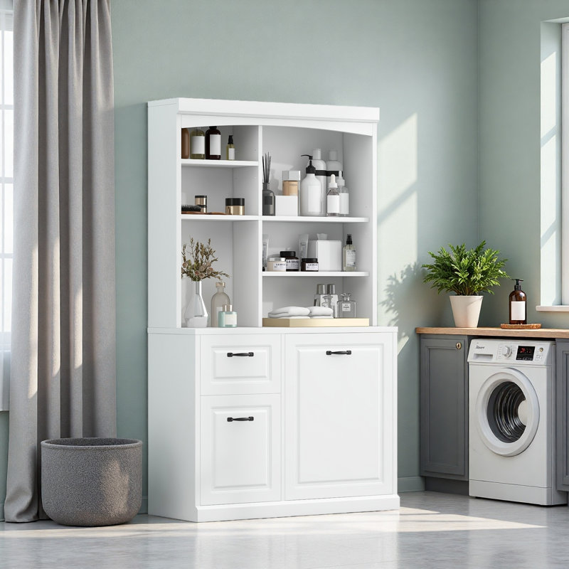 Armoire de rangement de salle de bain avec panier inclinable