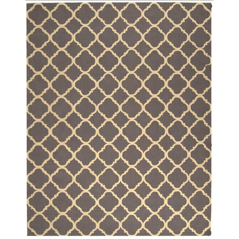 Fullerton Hand Hooked Cotton Pile Geometric Rug, Rectangle 7'9" x 9'9"