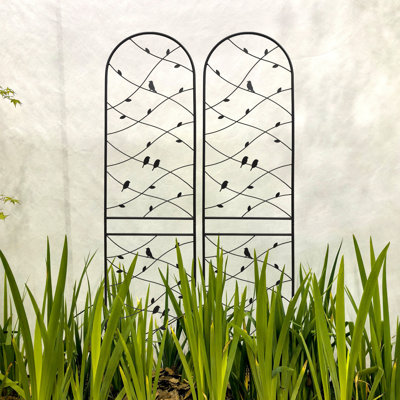 2 Pack Metal Garden Trellis 86.7" X 19.7" Rustproof Trellis For Climbing Plants Outdoor Flower Support Bird Deco