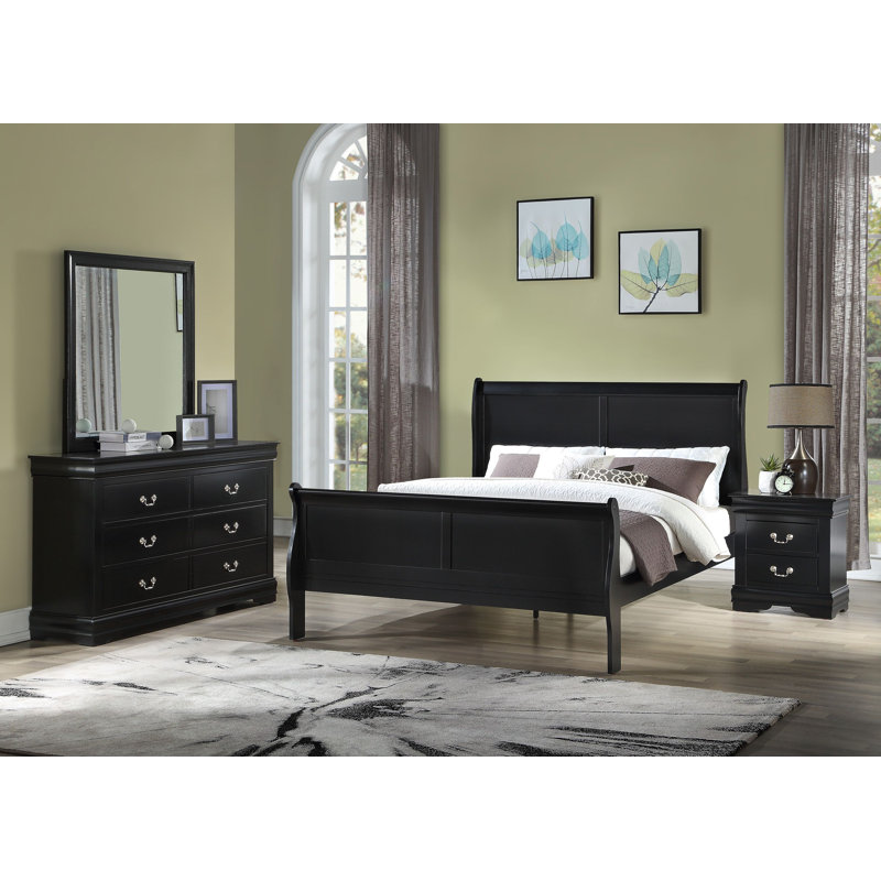 Julianis 5-1_Norah Sleigh Bedroom Set, Black, Queen