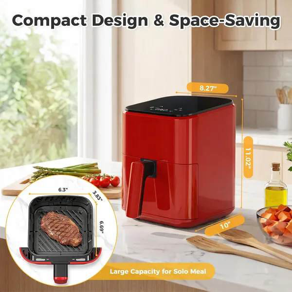 La friteuse à air numérique 3,17 pte, une petite friteuse à air avec un panneau tactile en PP, avec une température maximale de 400 degrés Fahrenheit.