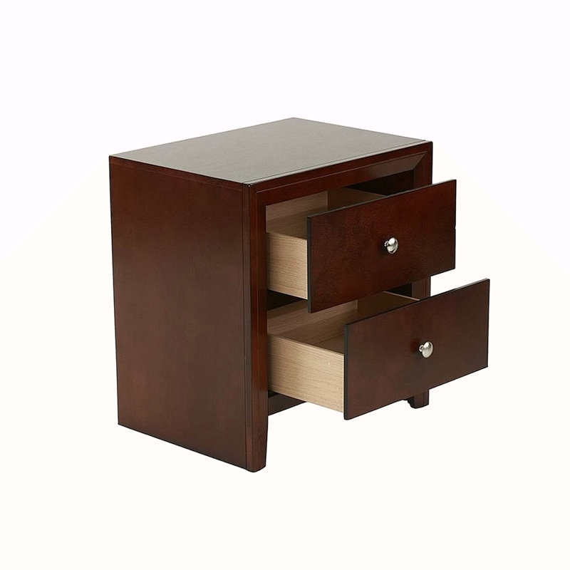 Table de chevet 2 tiroirs en bois cerise brune