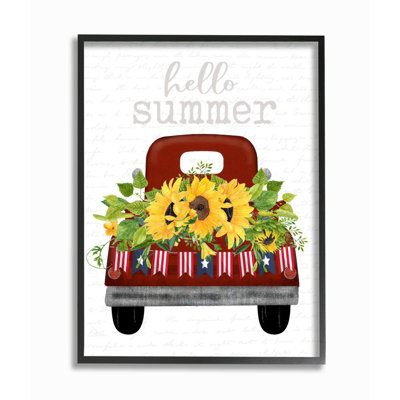 «Hello Summer Quote Sunflower Flower Patriotic Truck» par Urban Road - impression