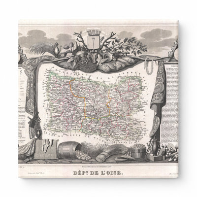 Département de l'Oise, France (1852) - Art mural carré sur toile