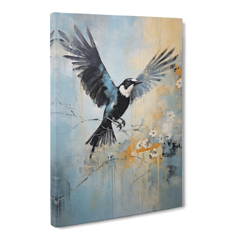 Magpie Gestural Art - Wrapped Canvas, 76cm H x 50cm W x 3cm D